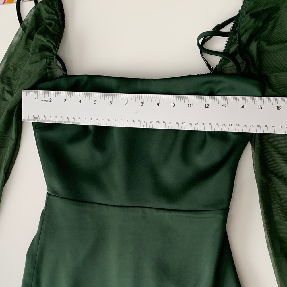 House of CB Ellica Emerald Green Mesh Sleeve Bodycon Midi Dress Size S Excellent - Picture 11 of 16